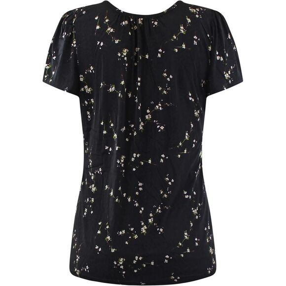 Black Short Sleeve Crochet Neck Top - Picture 3 of 3